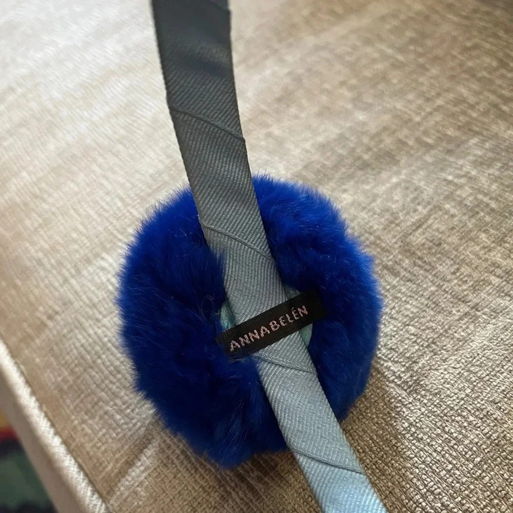 ANNA BELEN Faux Fur Headband + 2 Extra Headbands Blue Navy Light Blue